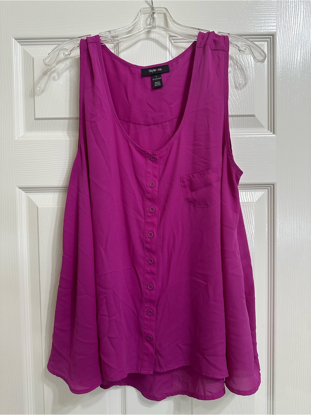 Style & Co. Magenta Button-Front Sleeveless Camisole
